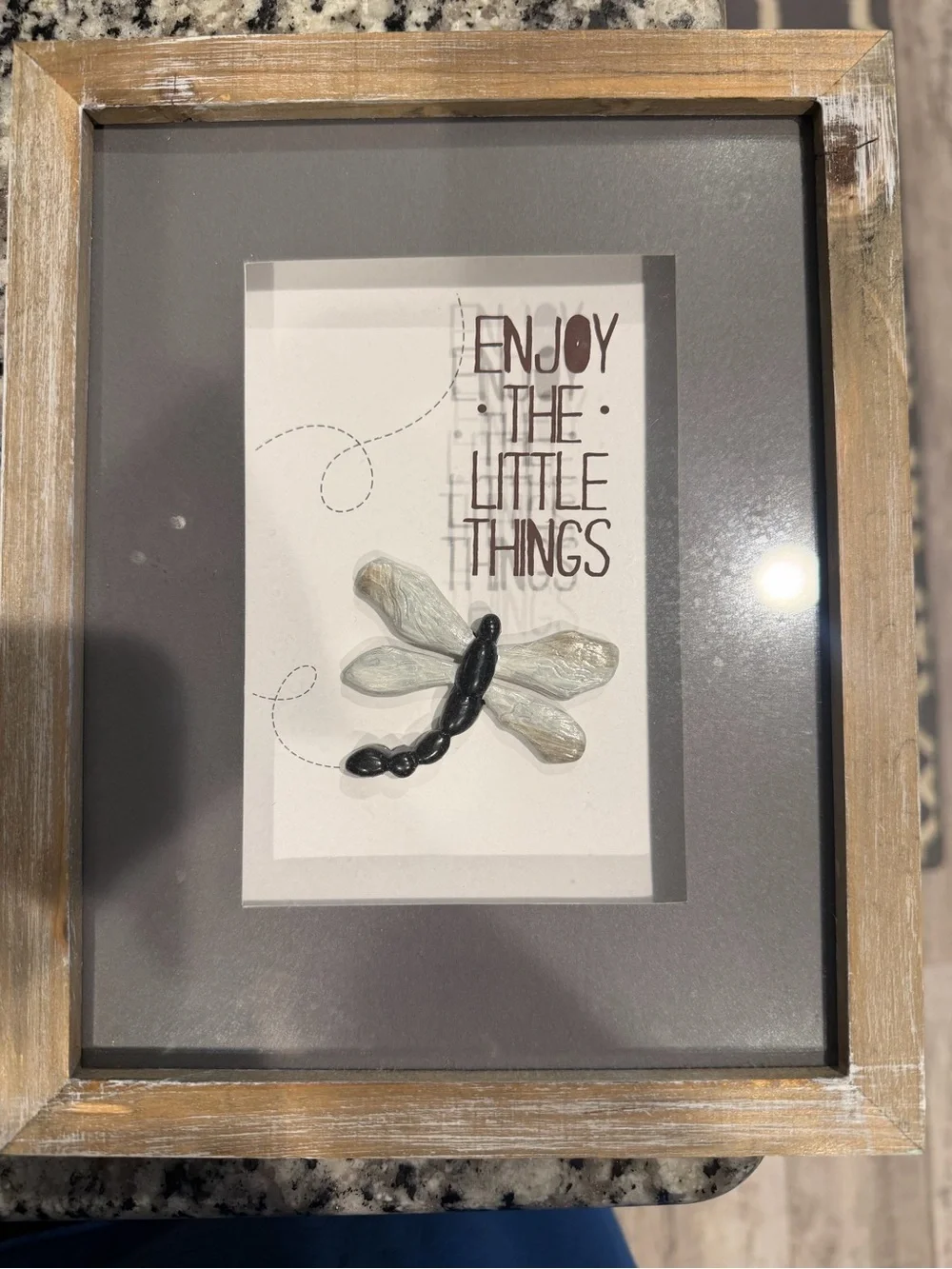 Rustic Wood-Frame butterfly/Dragonfly Shadow Box Wall Art – Gray and Natural